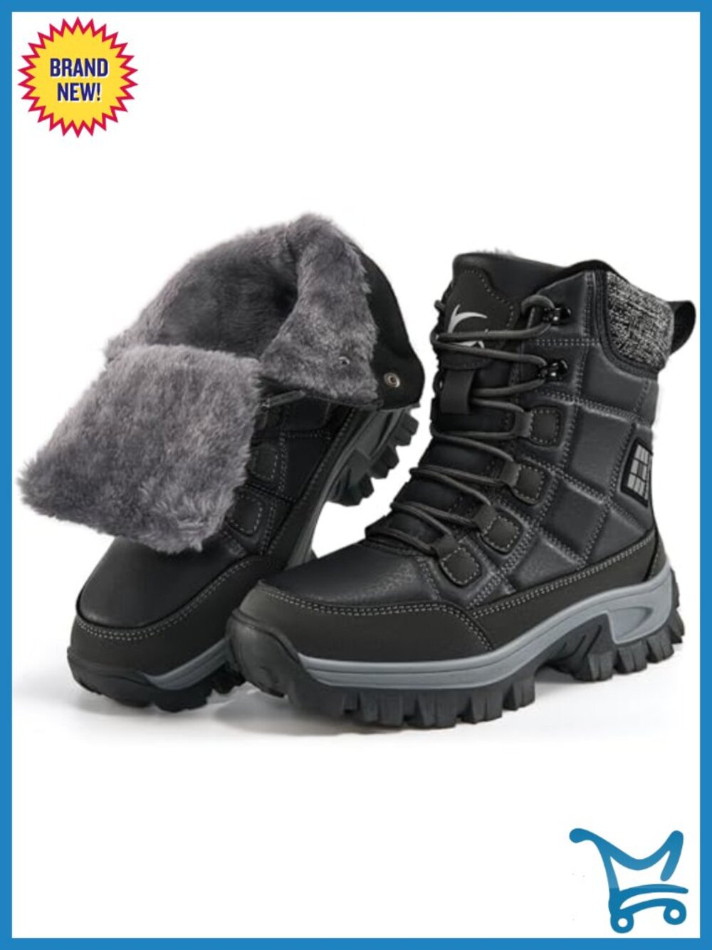 Fur Lined Waterproof PU Leather Ankle Snow Booties for Women Non Slip